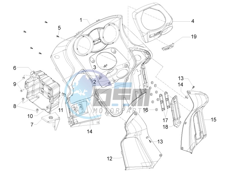 Front glove-box - Knee-guard panel