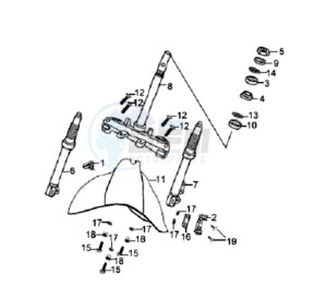 FIDDLE II 50 drawing FRONT FORK/ FRONT FENDER / STEERING HEAD BEARING