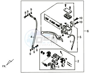 X'PRO 50 (45 KM/H) (AE05W4-FR) (L4-M1) drawing VOORBRAKE CALIPER / BRAKE LEVER /BRAKE LINE