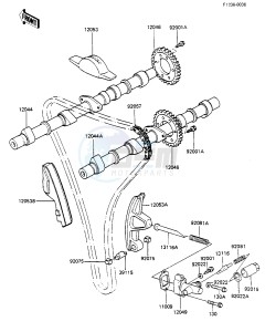 ZX 750 A [GPZ 750] (A1-A2) [GPZ 750] drawing CAMSHAFTS_CHAIN_TENSIONER