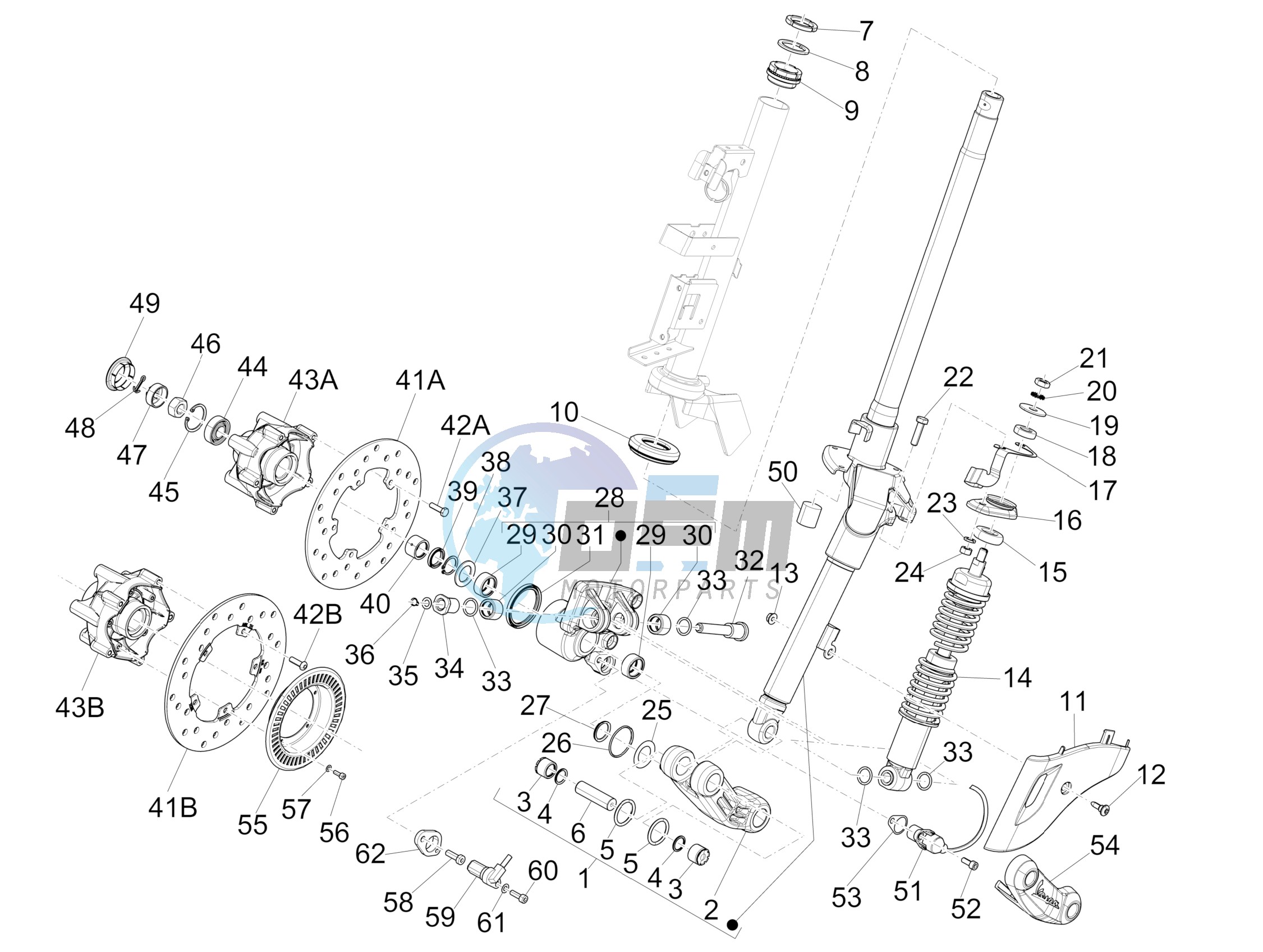 Fork/steering tube - Steering bearing unit