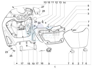 Beverly 125 Sport e3 drawing Front glove-box - Knee-guard panel