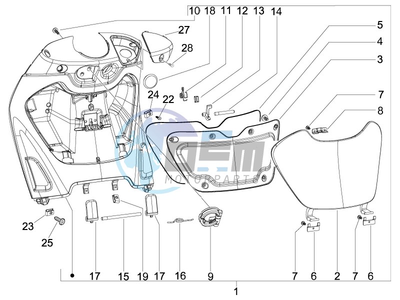 Front glove-box - Knee-guard panel