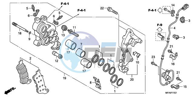 R. FRONT BRAKE CALIPER (CBF1000A/T/S)