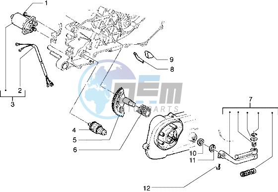 Starting motor-starter lever