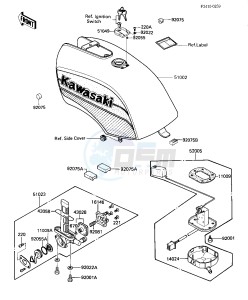 ZX 550 A [GPZ] (A1-A3) [GPZ] drawing FUEL TANK -- ZX550-A3, CANADA- -