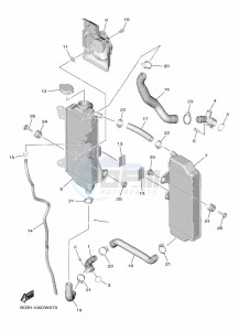 WR450F (BDB4) drawing RADIATOR & HOSE