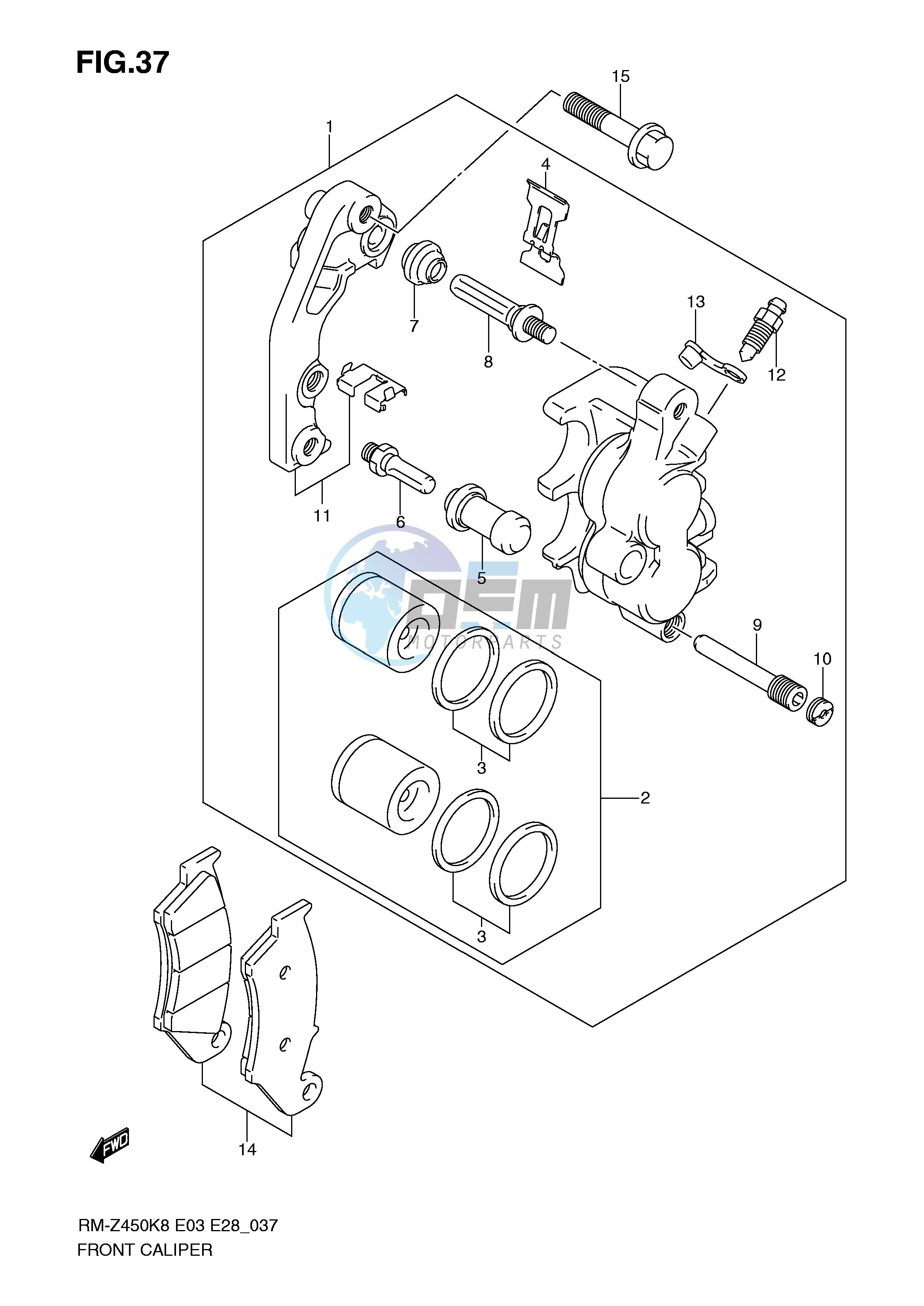 FRONT CALIPER (RM-Z450K8 K9 L0)