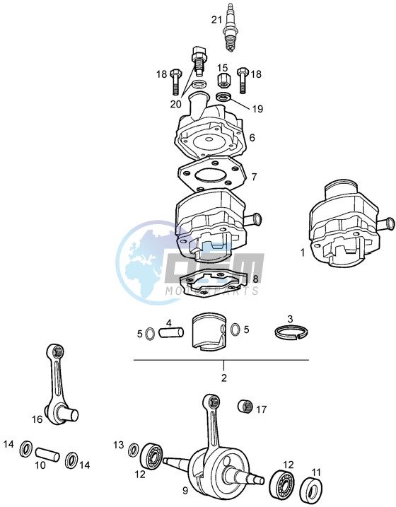 Crankshaft assy-cylinder and piston