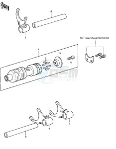 KX 420 A [KX420] (A1-A2) [KX420] drawing GEAR CHANGE DRUM & FORKS