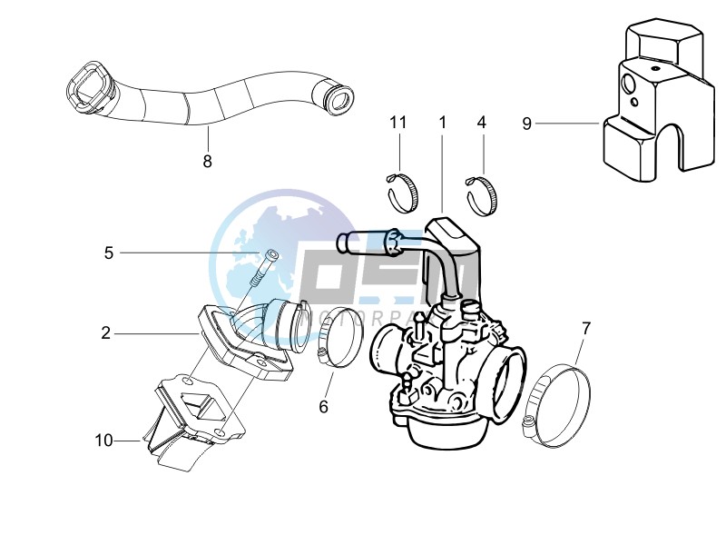 Carburettor assembly - Union pipe