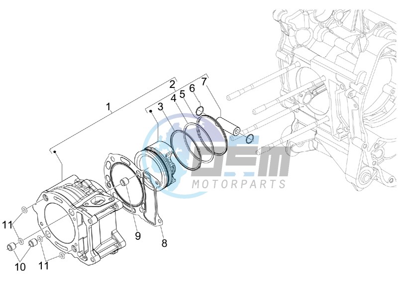 Cylinder-piston-wrist pin unit