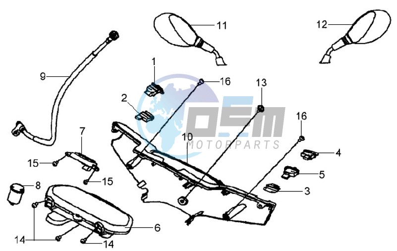 DASHBOARD / HANDLEBAR COVER / MIRRORS/ WIRING HARNASS