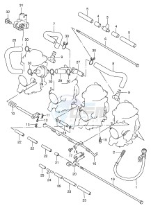 GSX-R750 (E2) drawing CARBURETOR FITTINGS (MODEL T V)