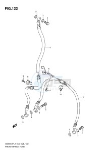 GSX650F (E3-E28) Katana drawing FRONT BRAKE HOSE (GSX650FL1 E3)