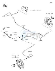 MULE SX KAF400JHF EU drawing Rear Brake Piping