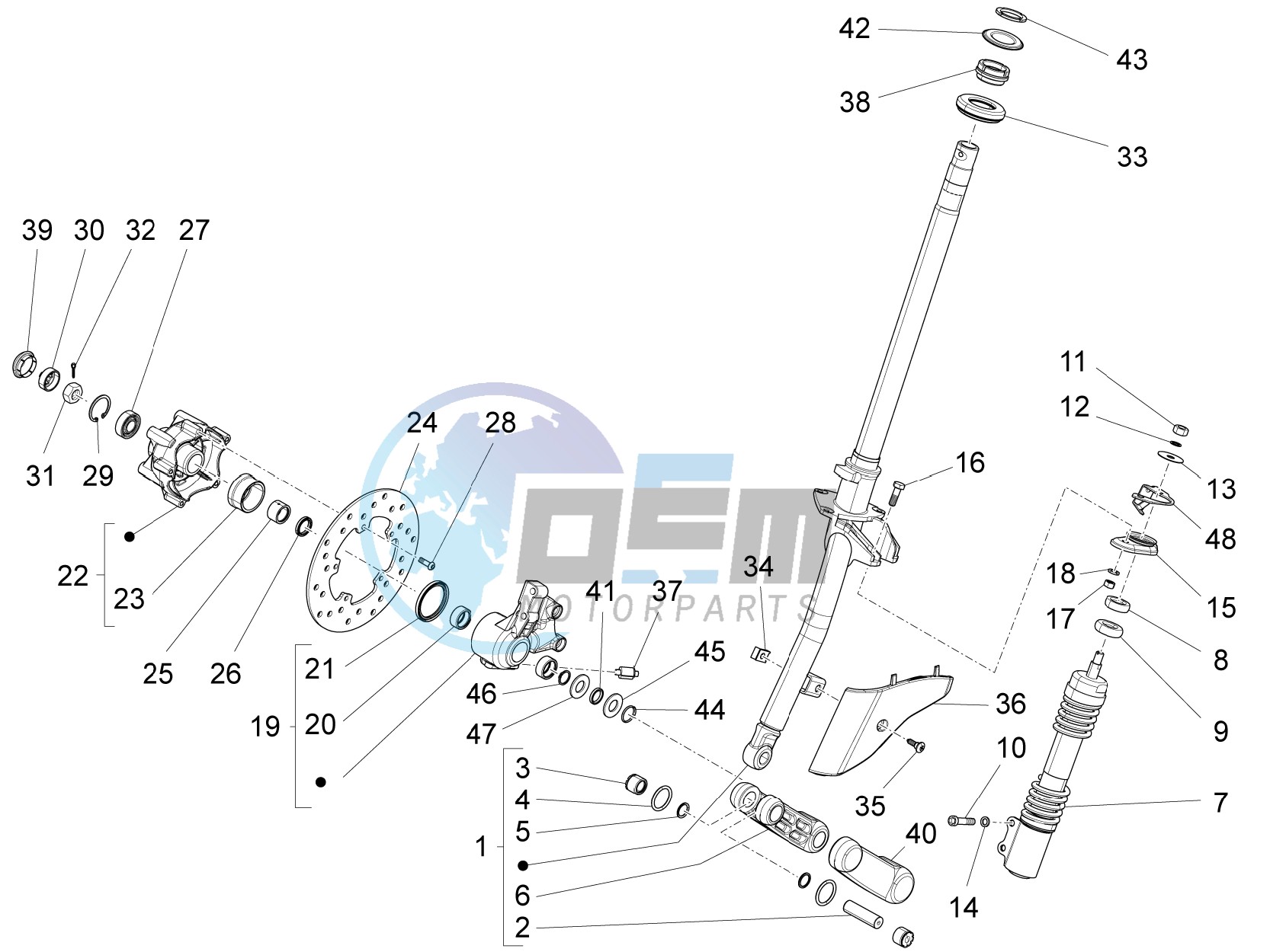 Fork/steering tube - Steering bearing unit