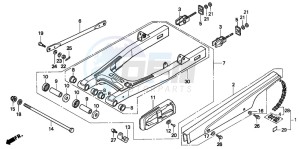 CB250 NIGHTHAWK drawing REAR SWING ARM/CHAIN CASE