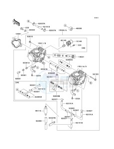 KVF650 D [BRUTE FORCE 650 4X4] (D1) D1 drawing CARBURETOR