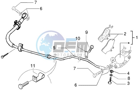 Rear brake piping - rear brake caliper