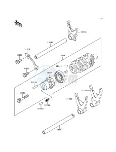 ZX 750 P [NINJA ZX-7R] (P1-P4) [NINJA ZX-7R] drawing GEAR CHANGE DRUM_SHIFT FORK-- S- -