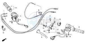 CBR600RR drawing HANDLE LEVER/SWITCH/CABLE