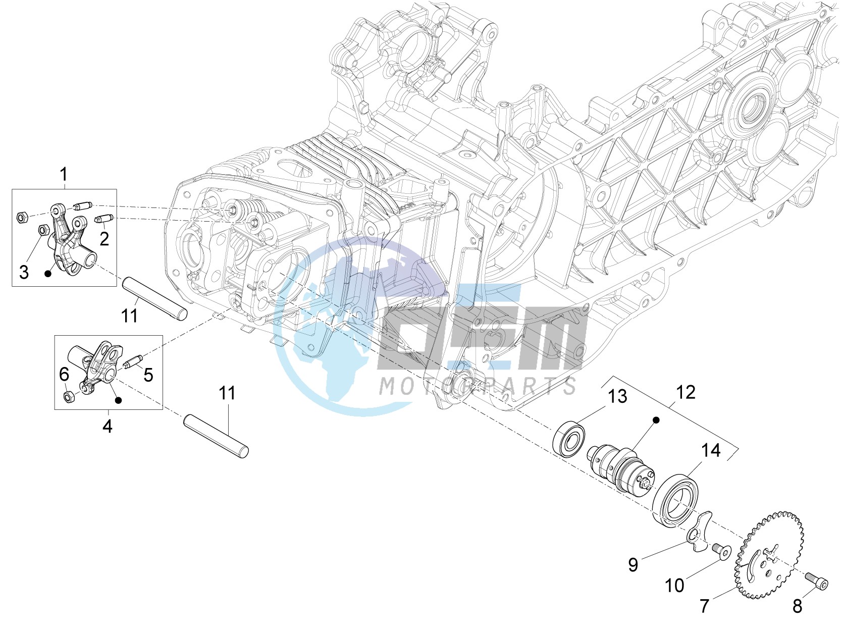 Camshaft - Rocking levers support unit