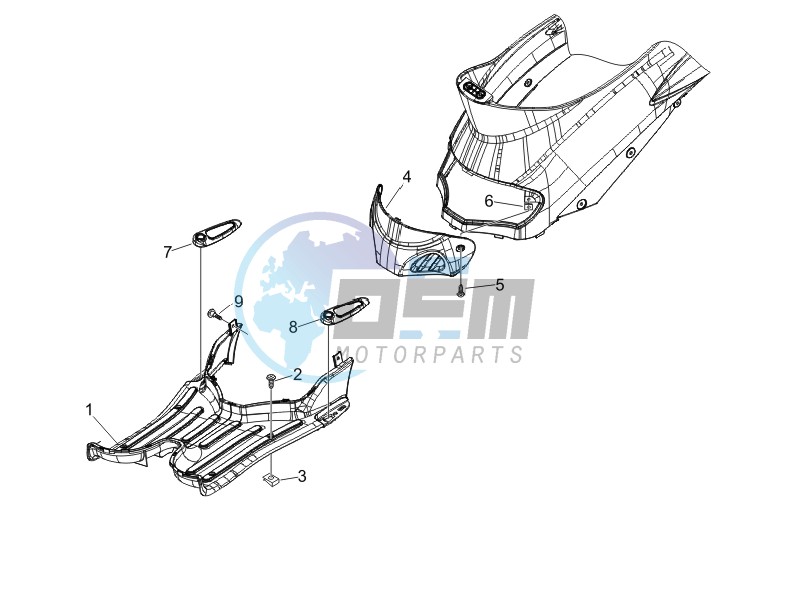 Central cover - Footrests