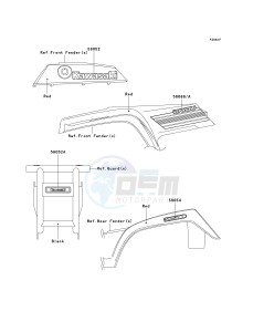 KLF 250 A [BAYOU 250] (A6F-A9F) A8F drawing DECALS-- RED- --- A8F- -