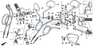 XR400R drawing HANDLE LEVER/SWITCH/CABLE (DK/ED/U)
