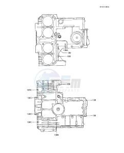 KZ 1000 R [EDDIE LAWSON REPLICA] (R1-R2) [EDDIE LAWSON REPLICA] drawing CRANKCASE BOLT & STUD PATTERN