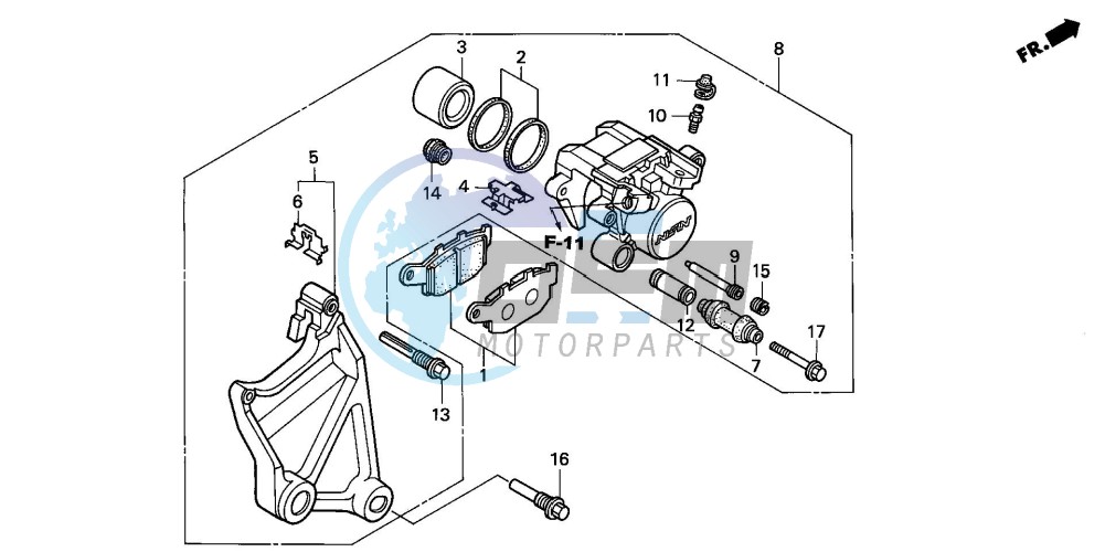 REAR BRAKE CALIPER (NT650VW/X/Y/1)