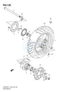 GSX650F (E3-E28) Katana drawing REAR WHEEL (GSX650FAL1 E33)