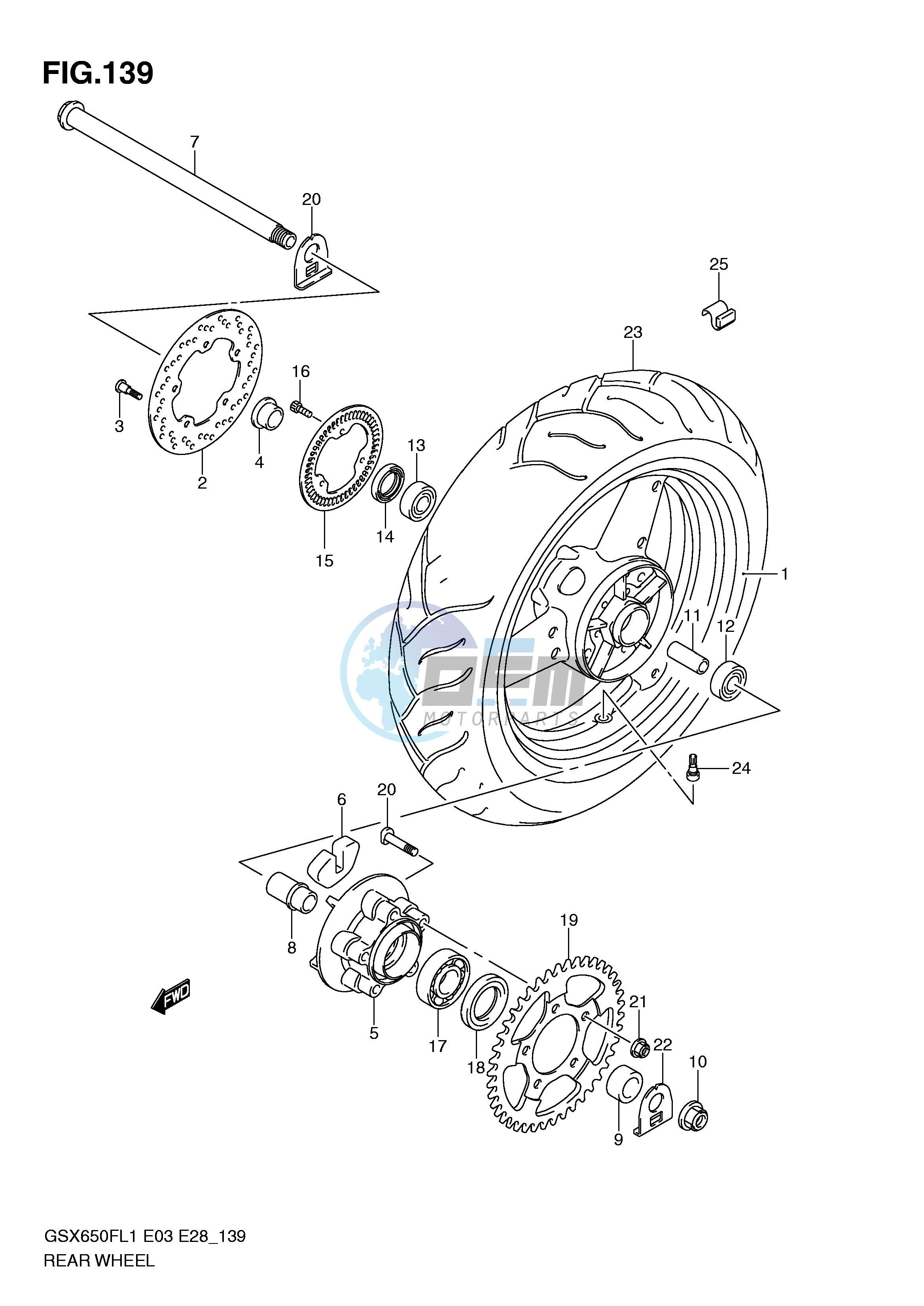 REAR WHEEL (GSX650FAL1 E33)