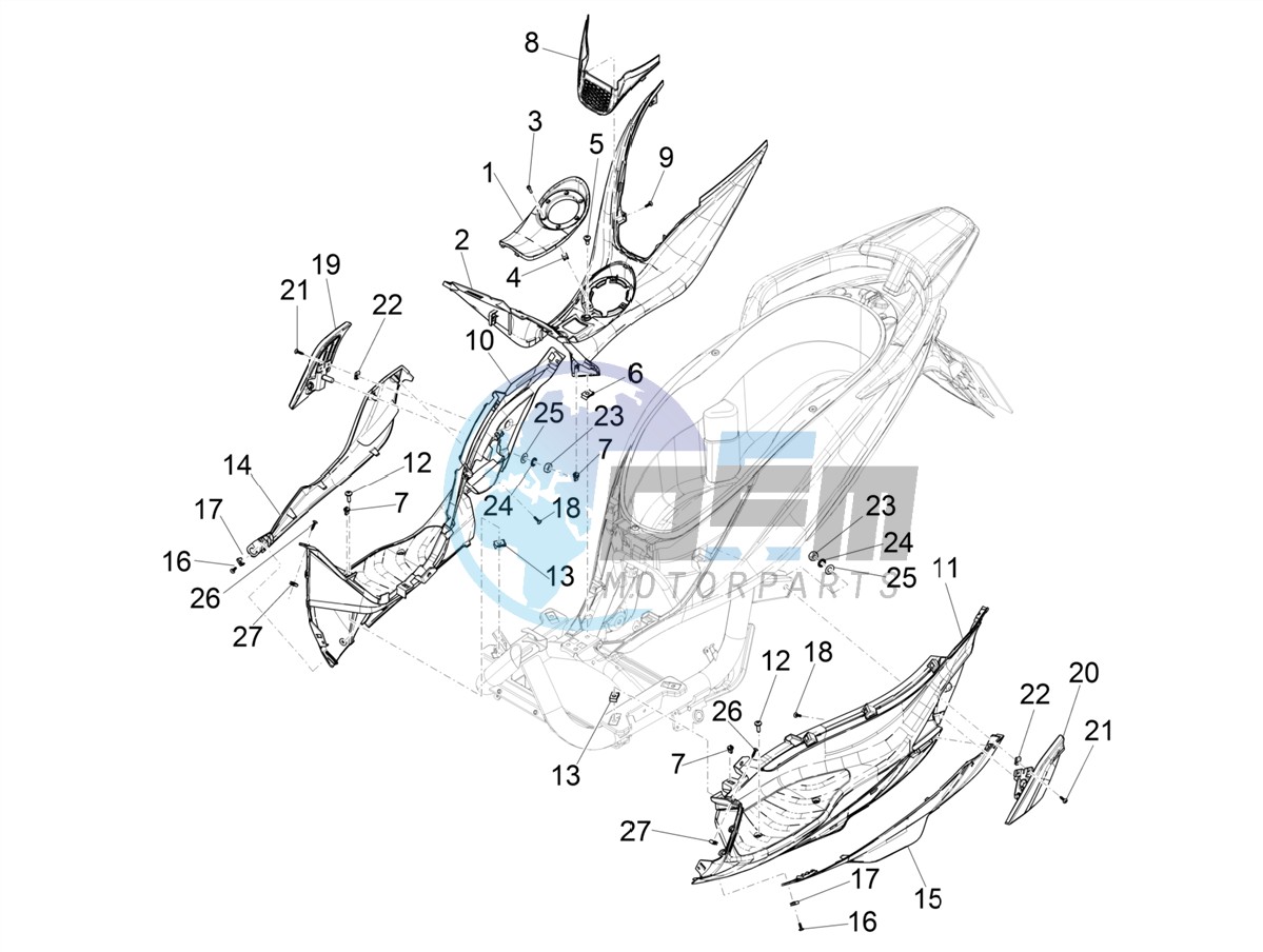 Central cover - Footrests