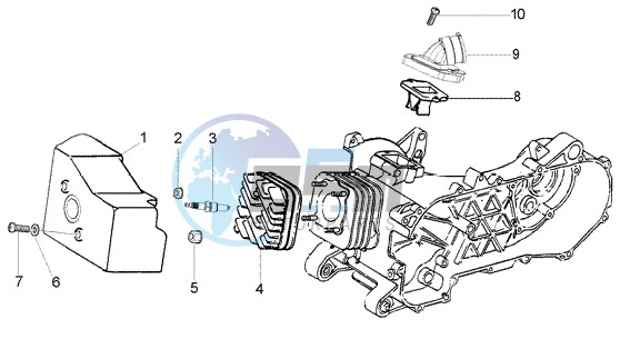 Cylinder head - Cooling hood - Inlet and induction pipe