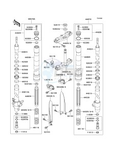 KX 100 A [KX100 MONSTER ENERGY] (A6F - A9FA) D7F drawing FRONT FORK -- D7F - D9FA- -