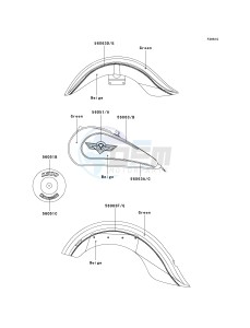 VN 1500 E [VULCAN 1500 CLASSIC] (E2-E6) [VULCAN 1500 CLASSIC] drawing DECALS-- GREEN_BEIGE- --- VN1500-E3- -