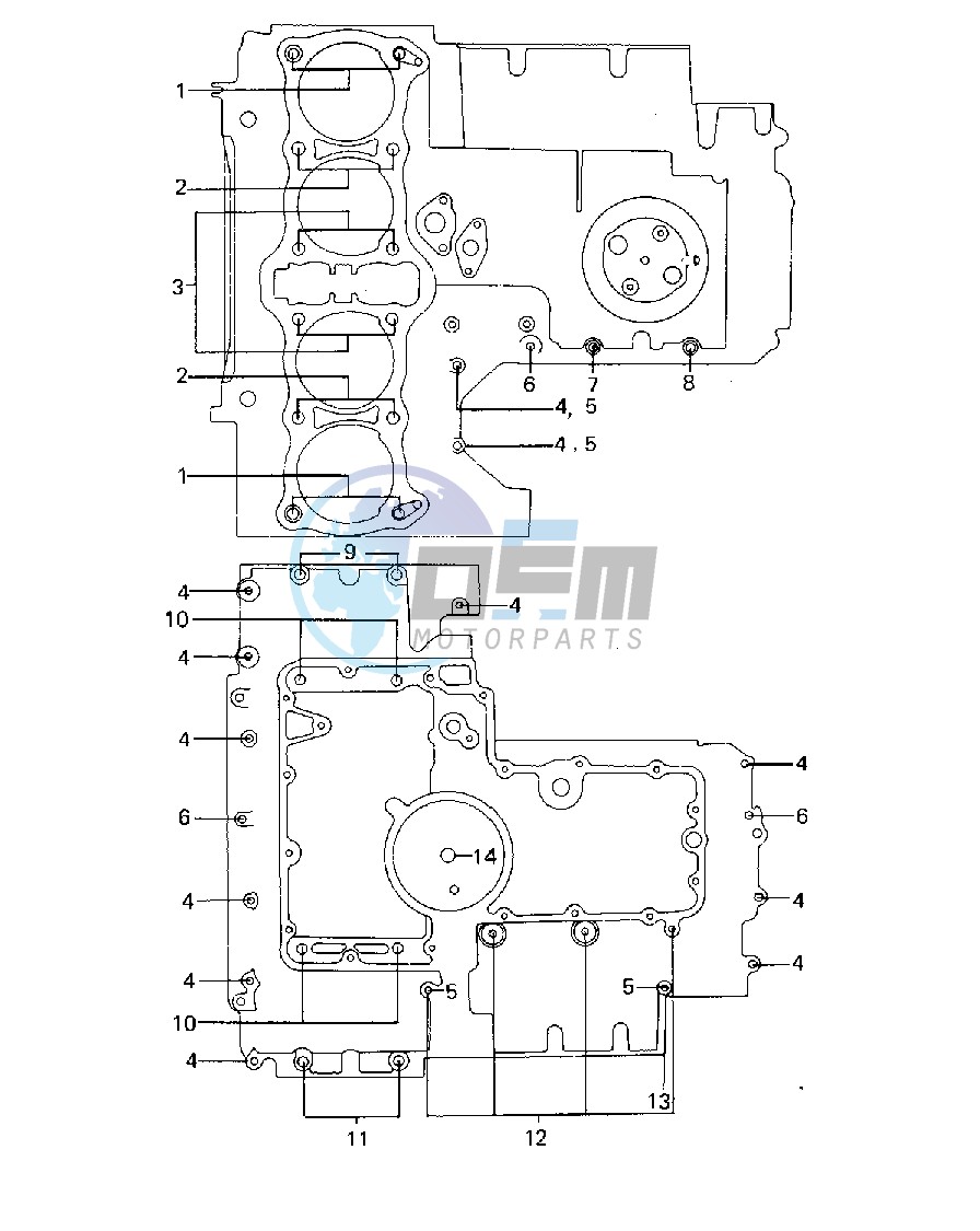 CRANKCASE BOLT & STUD PATTERN -- 79-80 A3_A3A_A4- -