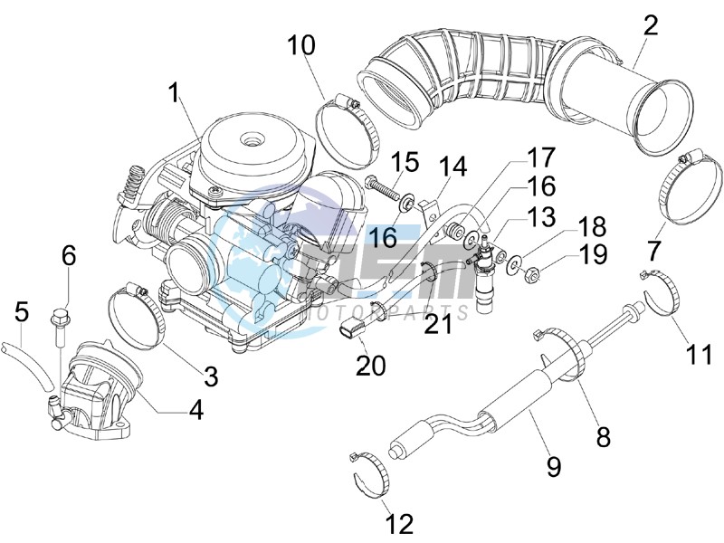 Carburettor  assembly - Union pipe