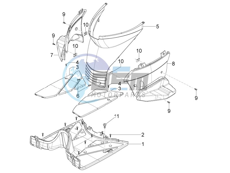 Central cover - Footrests