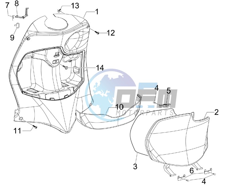 Front glove-box - Knee-guard panel