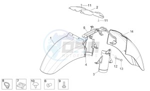 Scarabeo 125-200 e3 (eng. piaggio) drawing Front body - Front mudguard