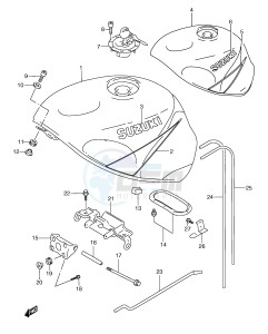 GSX-R600 (E2) drawing FUEL TANK (MODEL Y FOR L99,BP9,CE2)