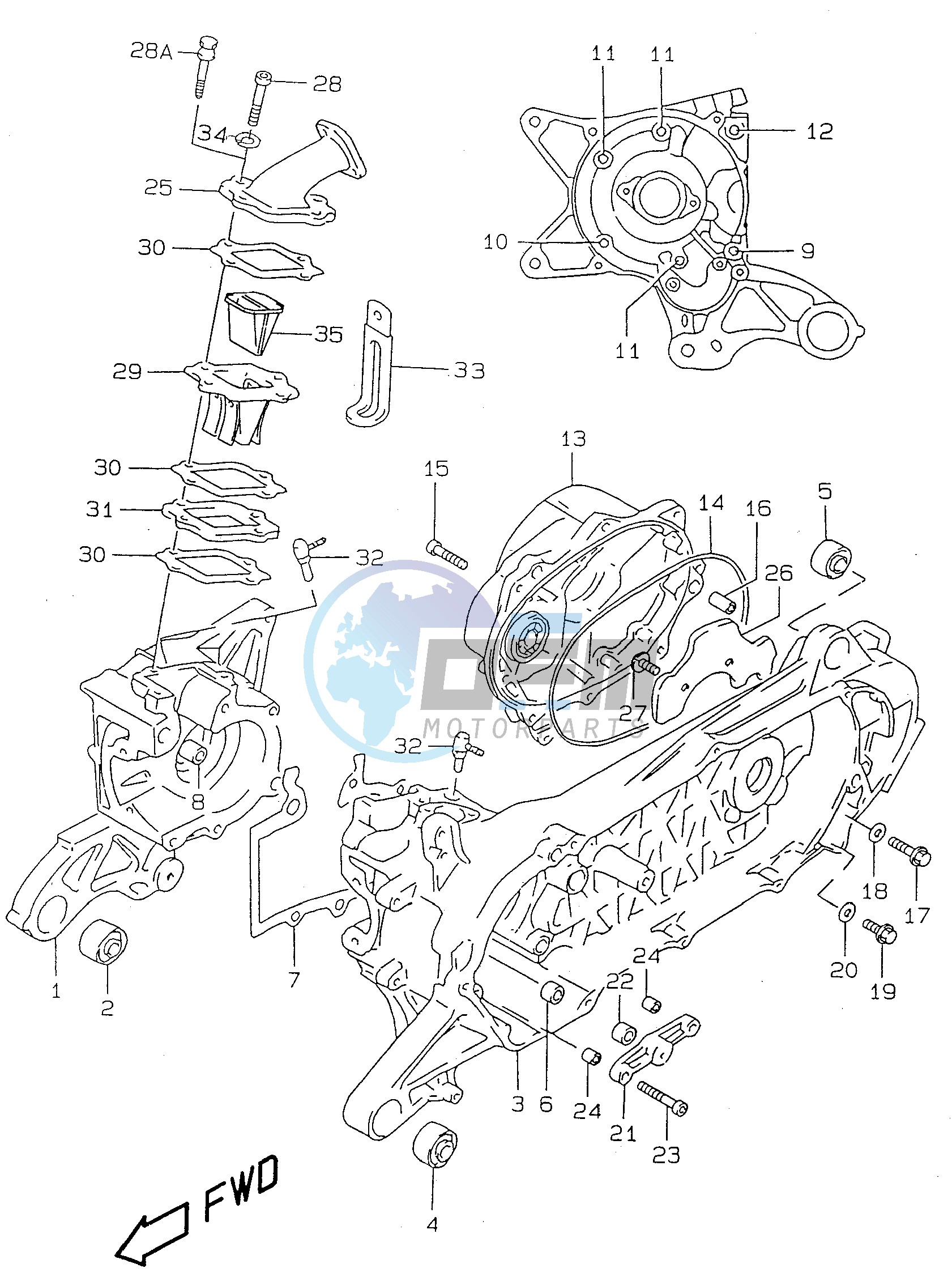 CRANKCASE (model AY50W WR V W X Y)