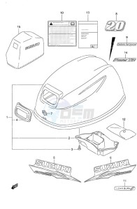 DF 20A drawing Engine Cover Remote Control w/Power Tilt Tiller Handle w/Power Tilt