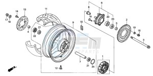 CBR600F4 drawing REAR WHEEL (2)