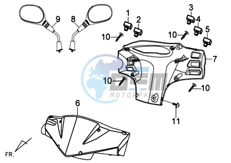 HEAD LIGHT COVER / SPEEDOMETER COWL / MIRRORS