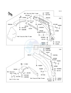 KAF 950 E [MULE 3010 TRANS4X4 DIESEL] (E8F) E8F drawing FRONT FENDER-- S- -