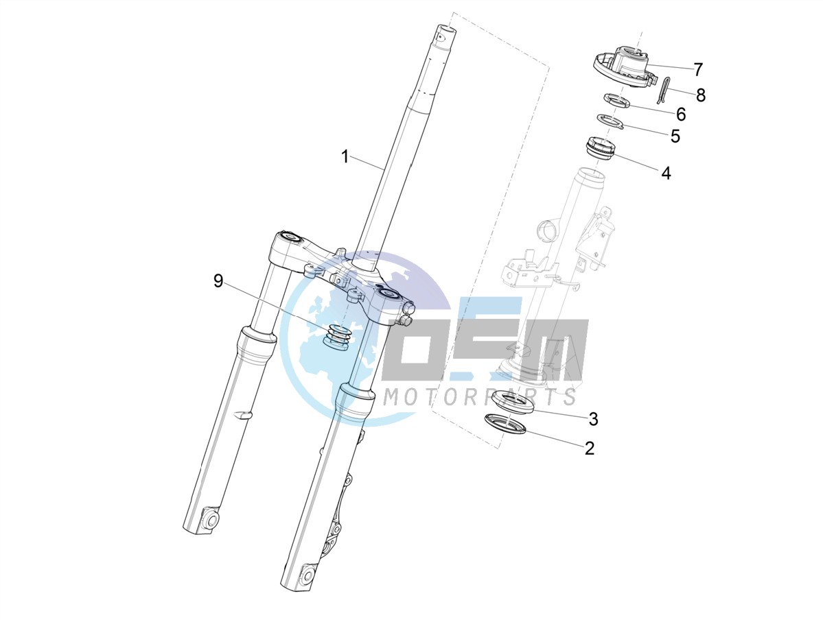 Fork/steering tube - Steering bearing unit